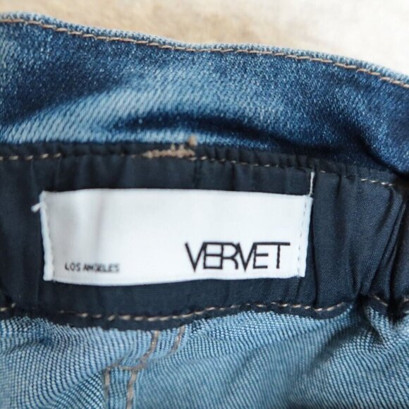 Vervet Plastic Love Stretch Mom Jeans Belted Waistband Seamed Blue Denim Size 25 - Picture 13 of 15